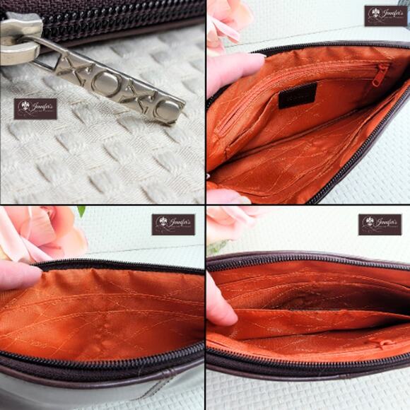 3/$25 XOXO Brown Faux Smooth Leather Zip Clutch/Wristlet - Picture 4 of 7